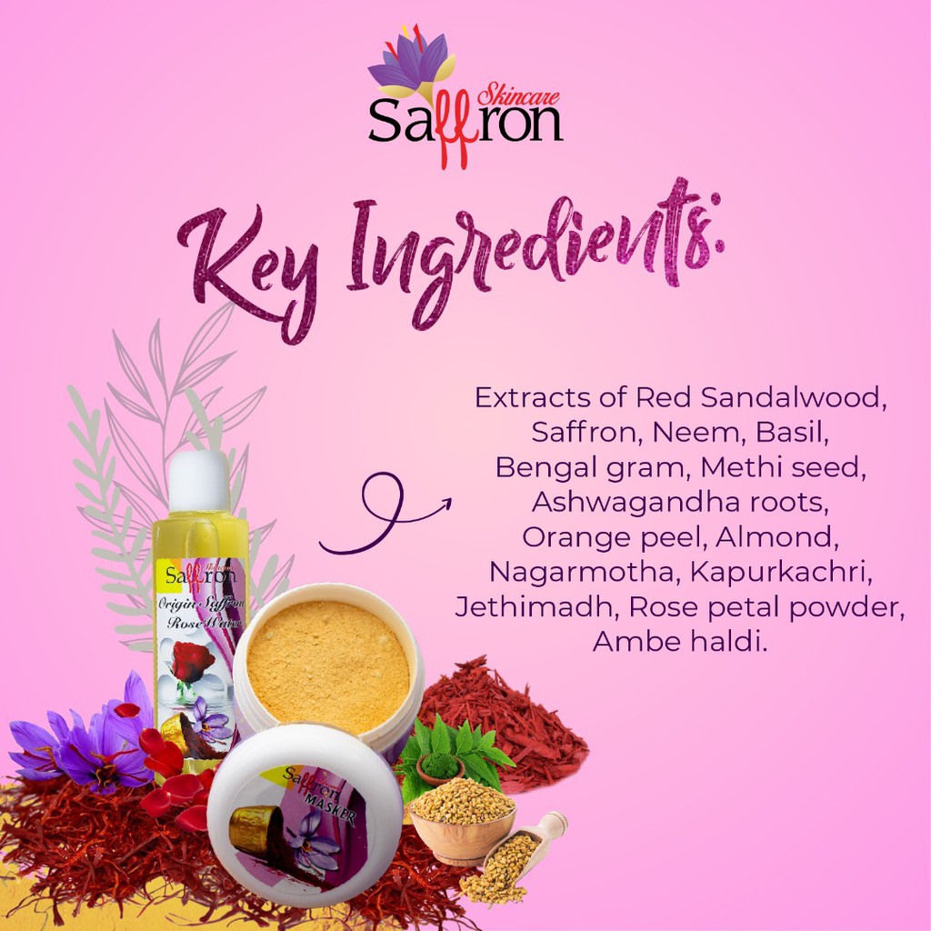 SAFFRON SKINCARE ORIGINAL AYURVEDIC FACE MASK & SAFFRON ROSE WATER
