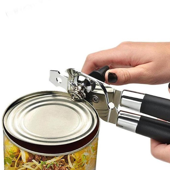 Stainless Steel Can Opener Bottle Opener Side Cut Manual Thick Handle Kitchen Gadgets for Jars Canisters