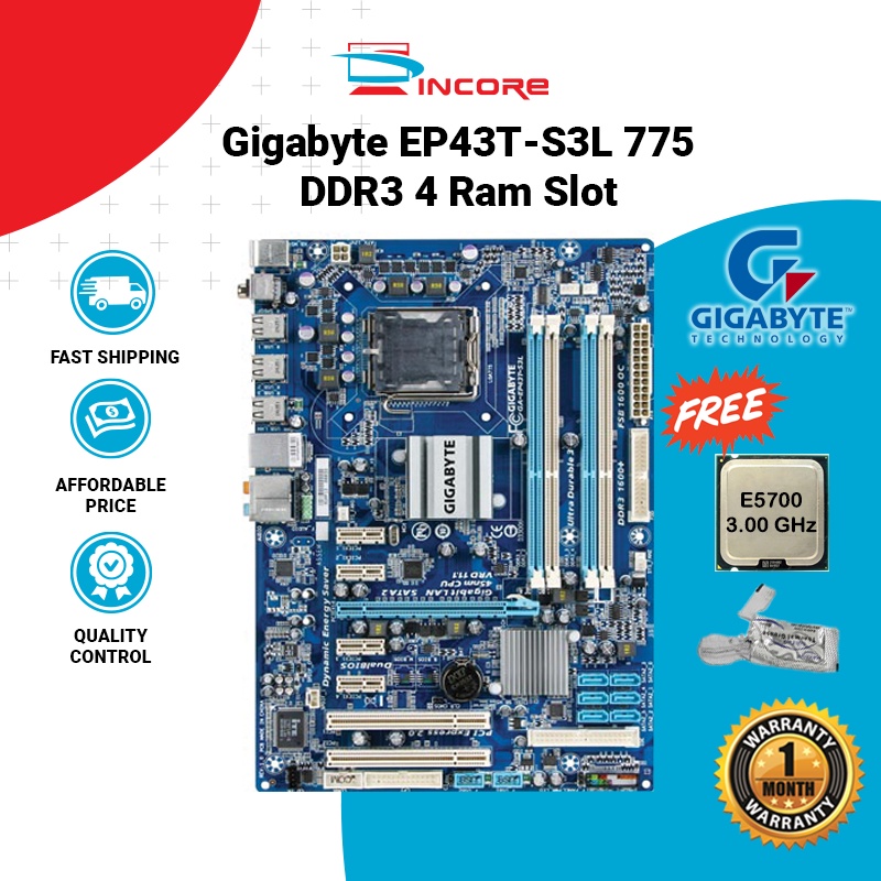 Gigabyte GA-EP43T-S3L Socket 775 DDR3 P43 Motherboard