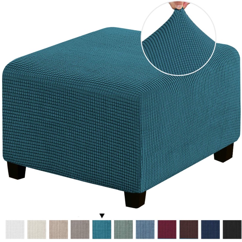 3 Sizes Square Jacquard Durable Customized Stretch Footrest Ottoman Cover Folding Storage Stool Furniture Protector Slipcover