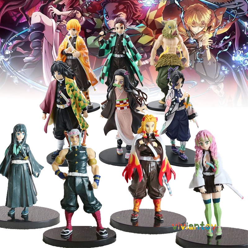 Figurine Akaza Demon Slayer – Statuette PVC 18 Cm Akaza Posture De Combat + Tanjirou, Nezuko, Zenitsu Collection
