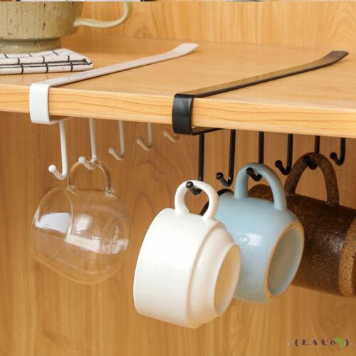 ÿm Kitchen 6 Hooks Coffee Cup Mug Holder Under Cabinet Iron