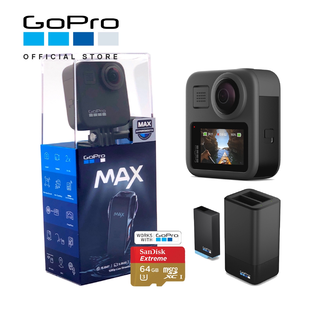 Gopro Max 360 Hero Max 5 6k Video Action Camera Hypersmooth Stabilization With Dualbattery Charger 64gb Shopee Malaysia