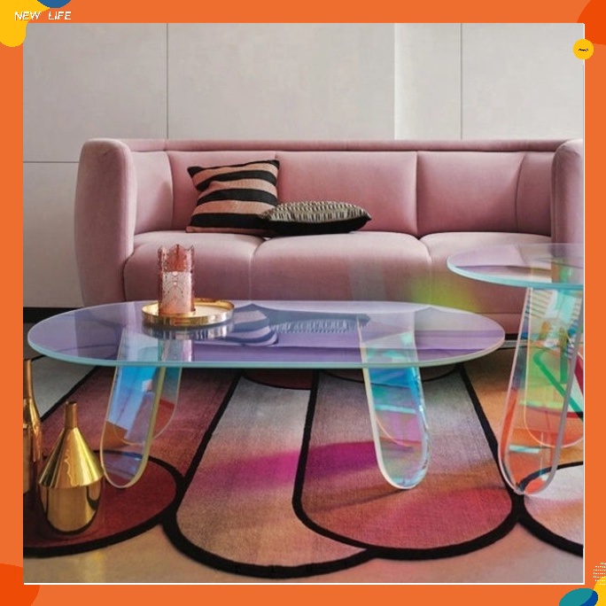 Coffee Table Colorful Acrylic Coffee Table Nordic Acrylic Colorful Coffee Table Rainbow Gradient Corner Table Nordic Luxury Sofa Side Table Transparent Small Round Table Shopee Malaysia