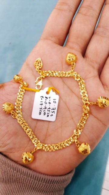 Rantai Tangan Melur Padu Love Gantung Emas 916 Tulen Shopee Malaysia