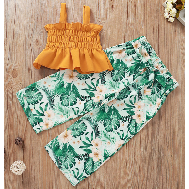Toddler Baby Girl Summer Clothes Halter Ruffle Sling Top+Short Pants 2Pcs Floral Outfit Set