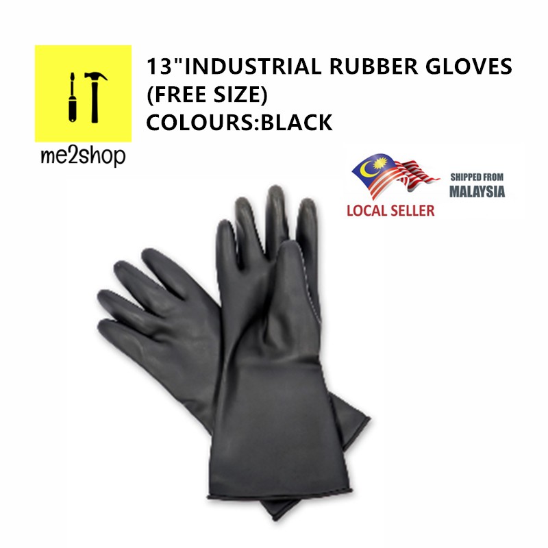 13" BLACK INDUSTRIAL RUBBER HAND GLOVES (FREE SIZE) Shopee Malaysia