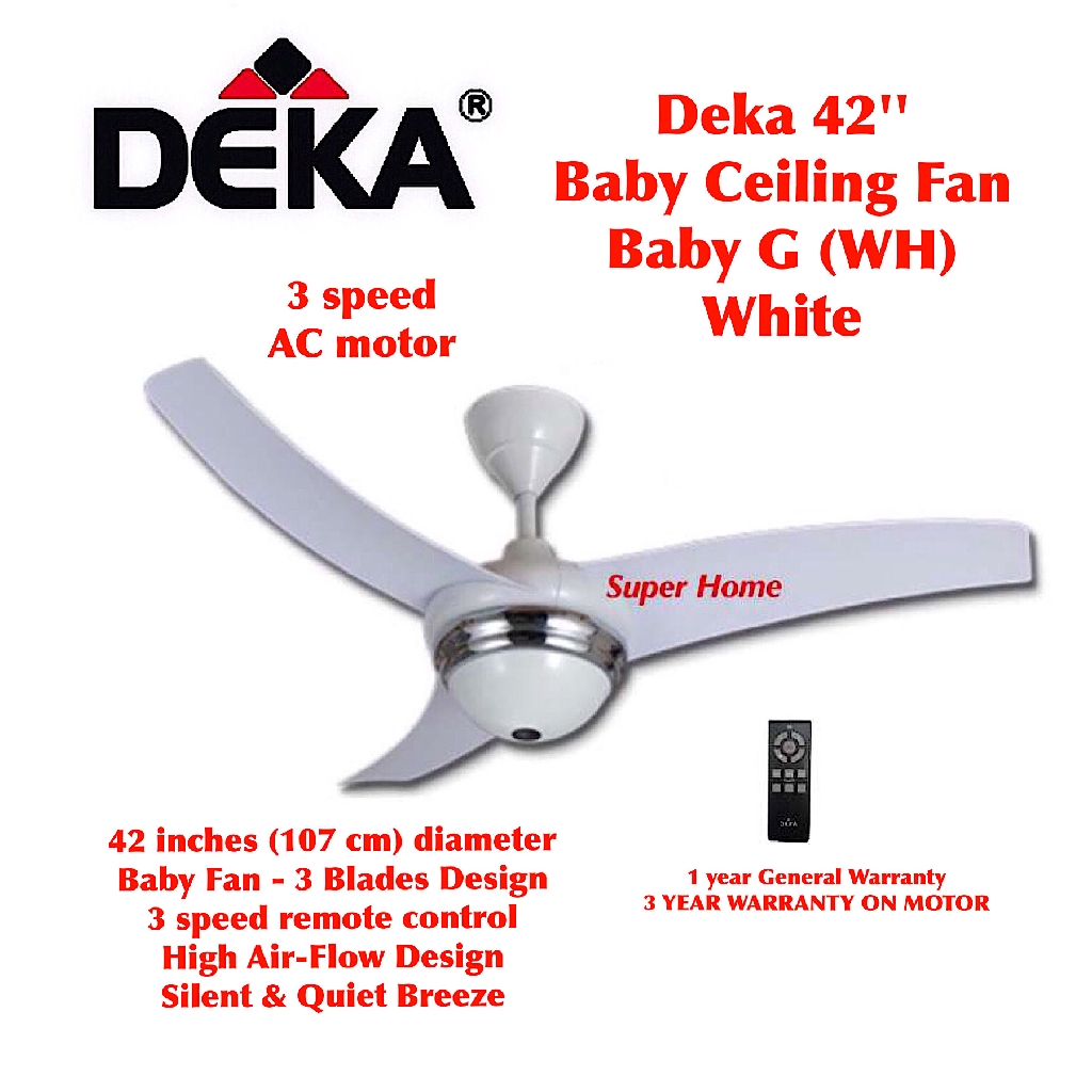 Deka Baby G (WH) 42 inch Baby Fan with Remote Control Ceiling Fan