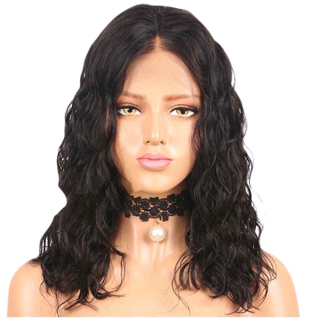 Women Medium Length Wavy Fake Hair Black Fiber Curly Ladies Party