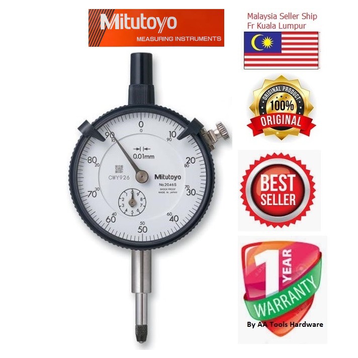 Mitutoyo 2046S09 Dial Indicator, Lug Back Plate 10mm, 0,01mm, Shockproof Type (NEW & ORI