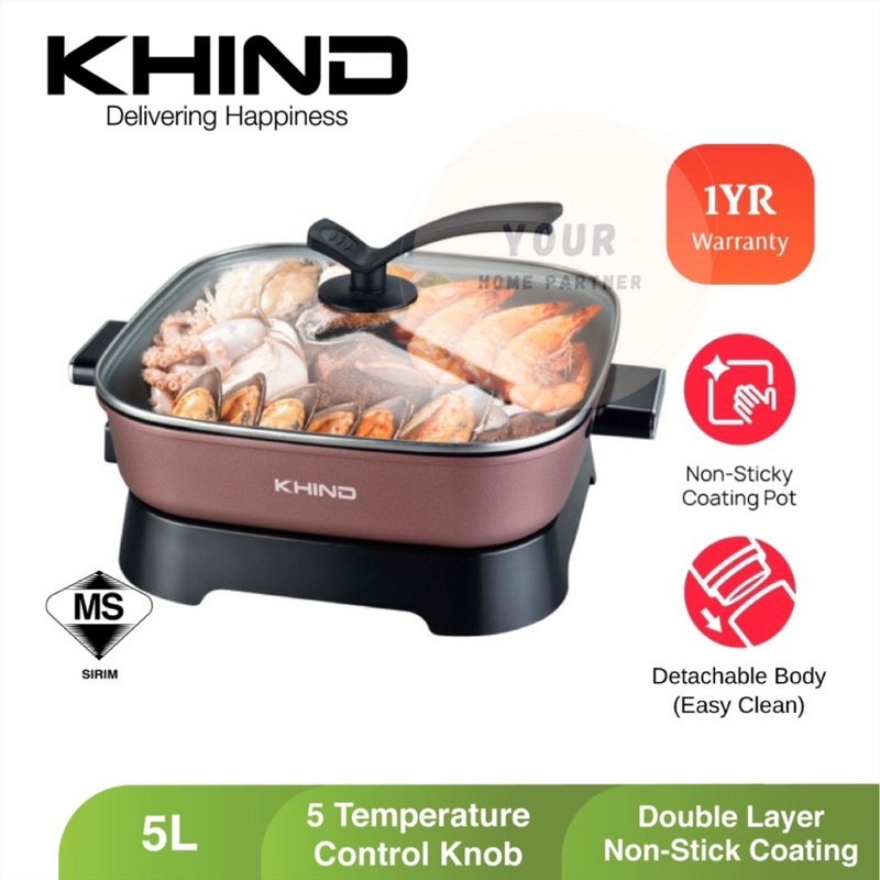 Khind Multi Cooker Multi Electric Skillet 5L HP7000