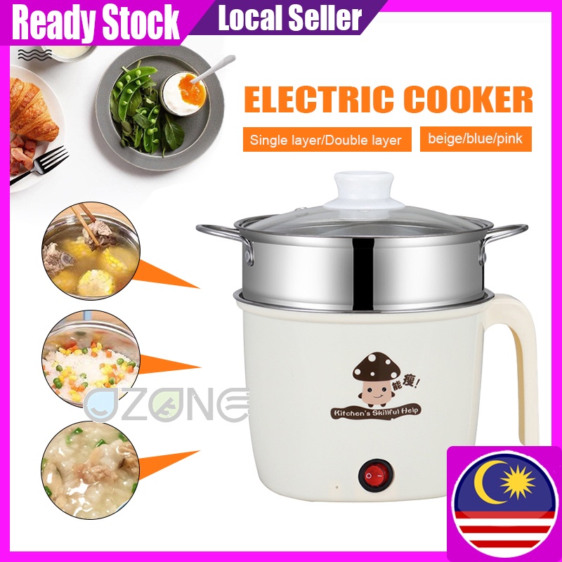 Non Stick Electric Pot 1.8L Mini Electric Cooker Multifunction Rice Cooker With Steamer Frying Pan Periuk Nasi 电饭锅 火锅