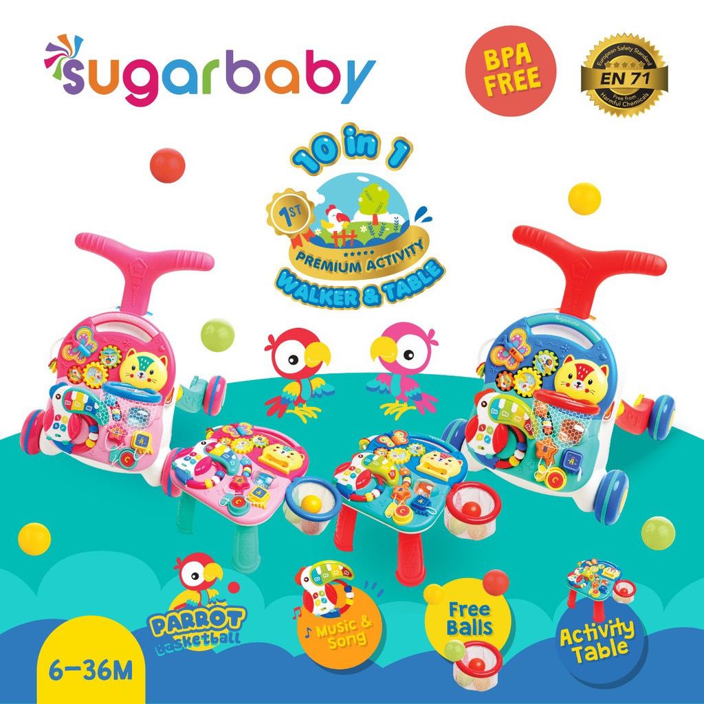 Df] Sugar Baby 10 in 1 Premium Activity Walker and Table