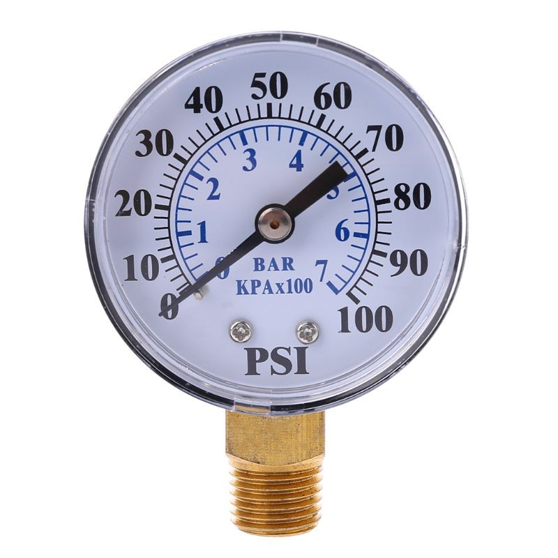 0-100psi,0-7bar Air Pressure Gauge Pressure Gauge 1/8 BSPT Thread Mechanical for Water for Air 
