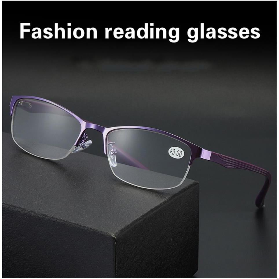 metal half frame reading glasses