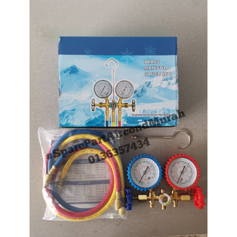 Manifold Gauge Refrigerant Gauge Set Aircond Conditioning R22 R410