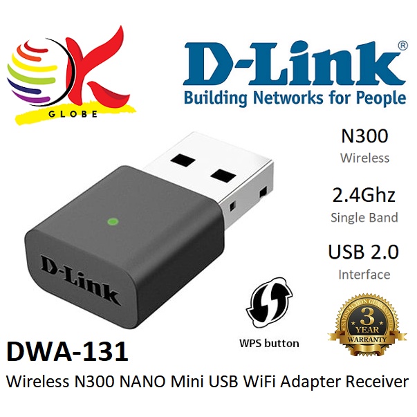 D Link Dwa 131 N300 Wireless Wifi Nano Mini Usb Adapter With Usb 2 0 Interface Dongle Shopee Malaysia