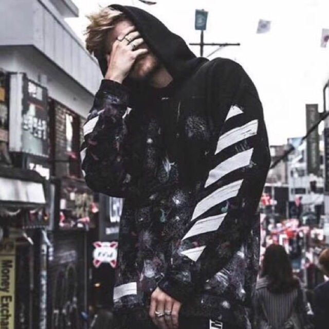 off white diagonal galaxy hoodie