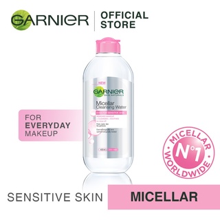 Image of Garnier Micellar Water Pink/Blue Single (400ML)- Makeup Remover/Facial Cleanser (Normal & Sensitive Skin)