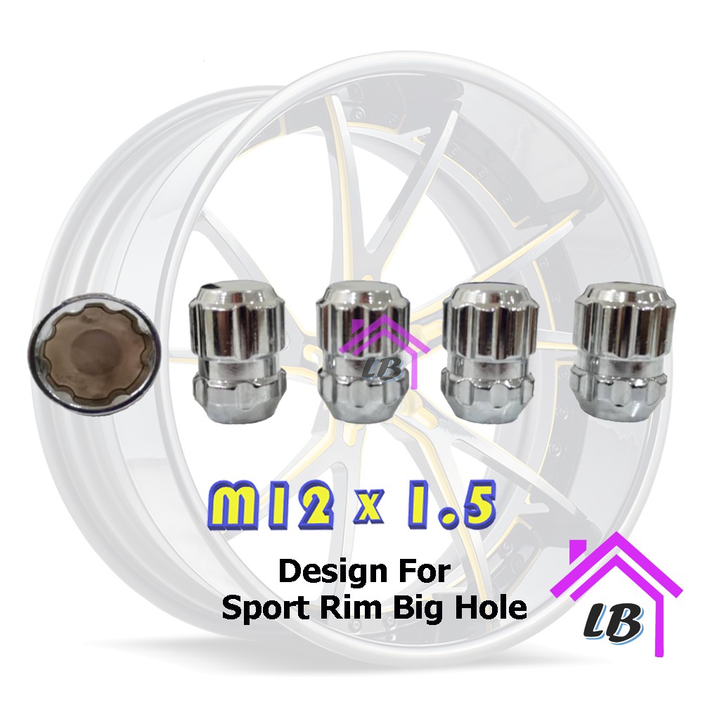 Wheel Lock Anti Theft Lock Nut Wheel Nut Sport Rim Skru Tayar Kereta