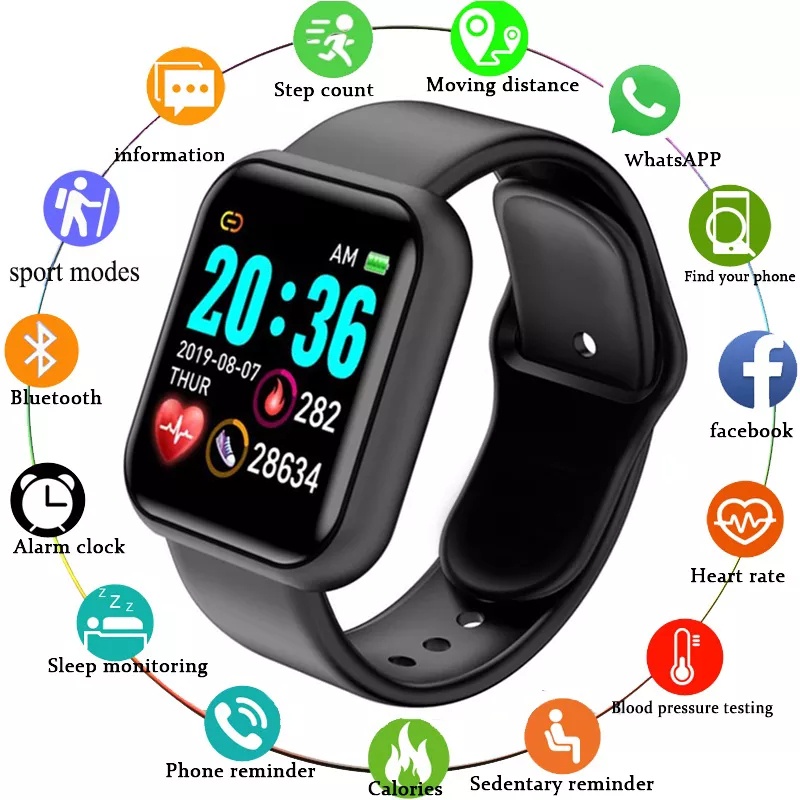 Y68 Smart Watches Men Women Smart watch Heart Rate Step Fitness Tracking Sports Bracelet For Apple Android Smart Watch