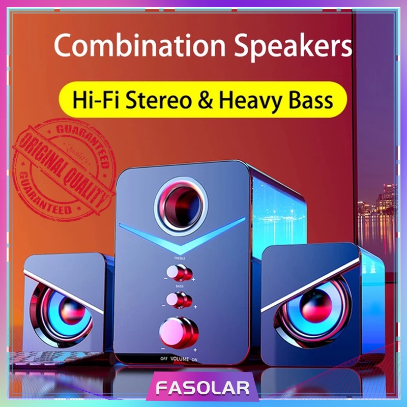 ✨Lighterning Delivery✨LED Gaming Speaker SET Bluetooth Strong Bass Stereo Subwoofer PC USB Audio Speaker Computer Laptop Lampu LED Speakers Home Soundbar