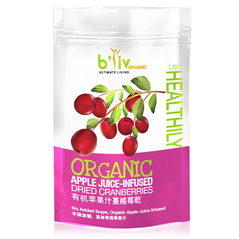 Value Pack B'Liv ORGANIC Apple Juice Infused Dried Cranberries 100gm