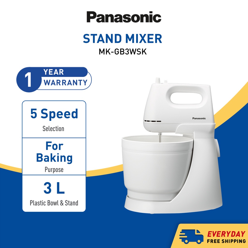 PANASONIC MK-GB3 Stand Mixer 5 Speed Selection MK-GB3WSK 3L Plastic Bowl Beaters Dough Hooks Hand Mixer 175W