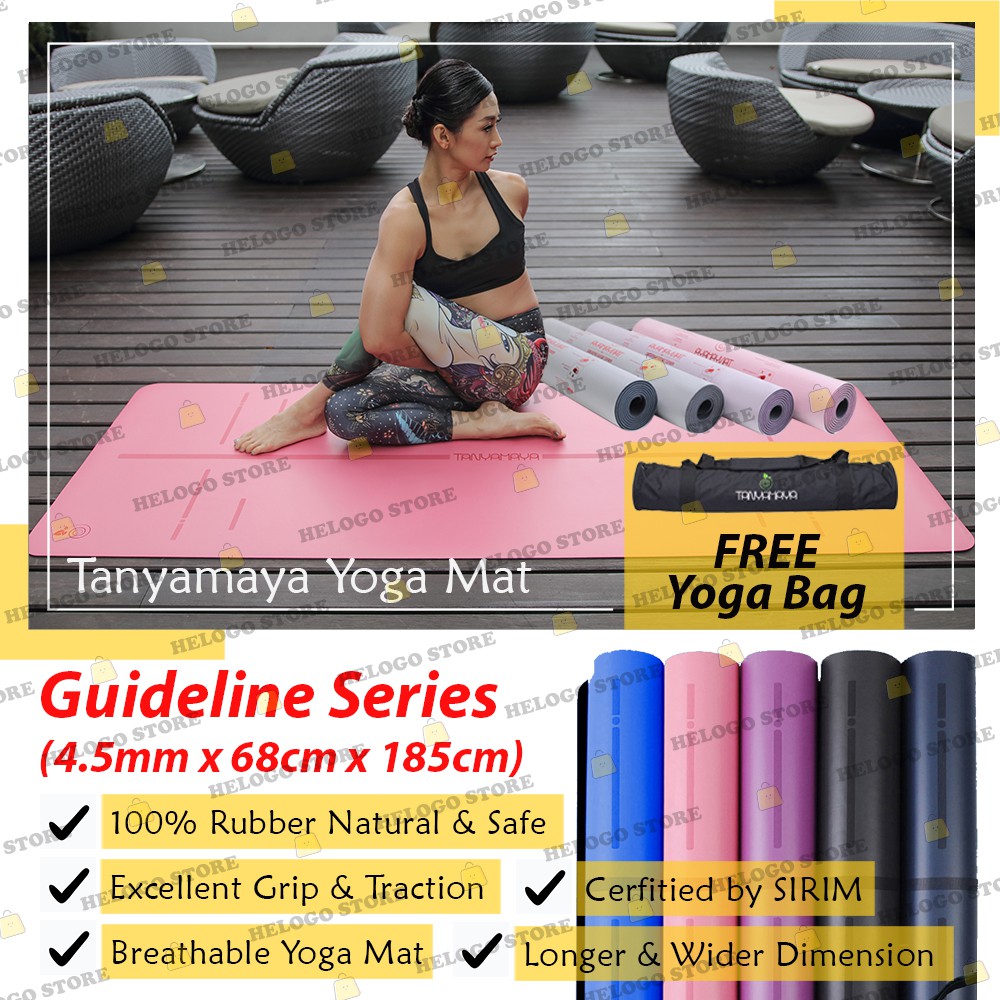 Ready Stock Premium Quality Non-Slip Fitness Mat | Tanyamaya Guideline Series Yoga Mat | 引导线瑜伽垫 | Free Bag & Strap