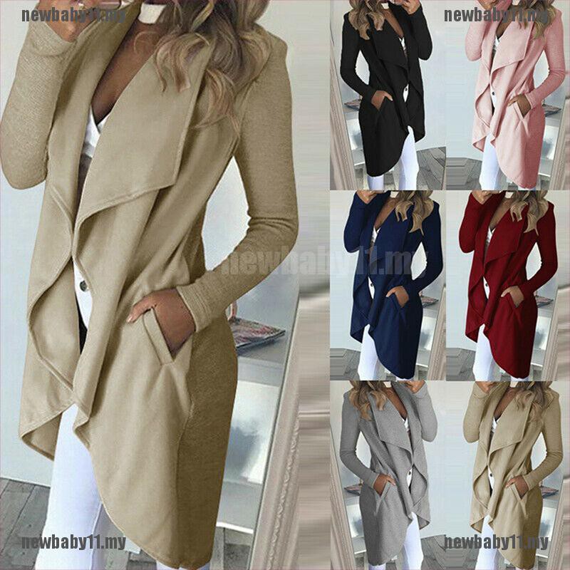 Women Jacket Open Front Trench Coat Overcoat Waterfall Cardigan Coat Tops L~5XL