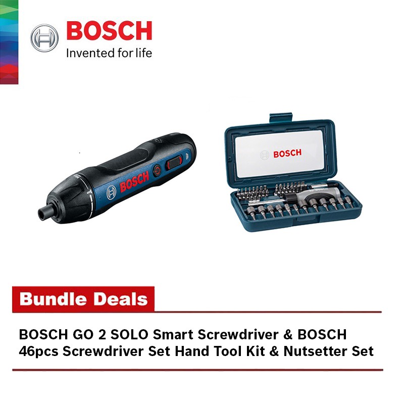 Bosch Go 2 Solo Smart Screwdriver 06019h21l1 Bosch 46pcs