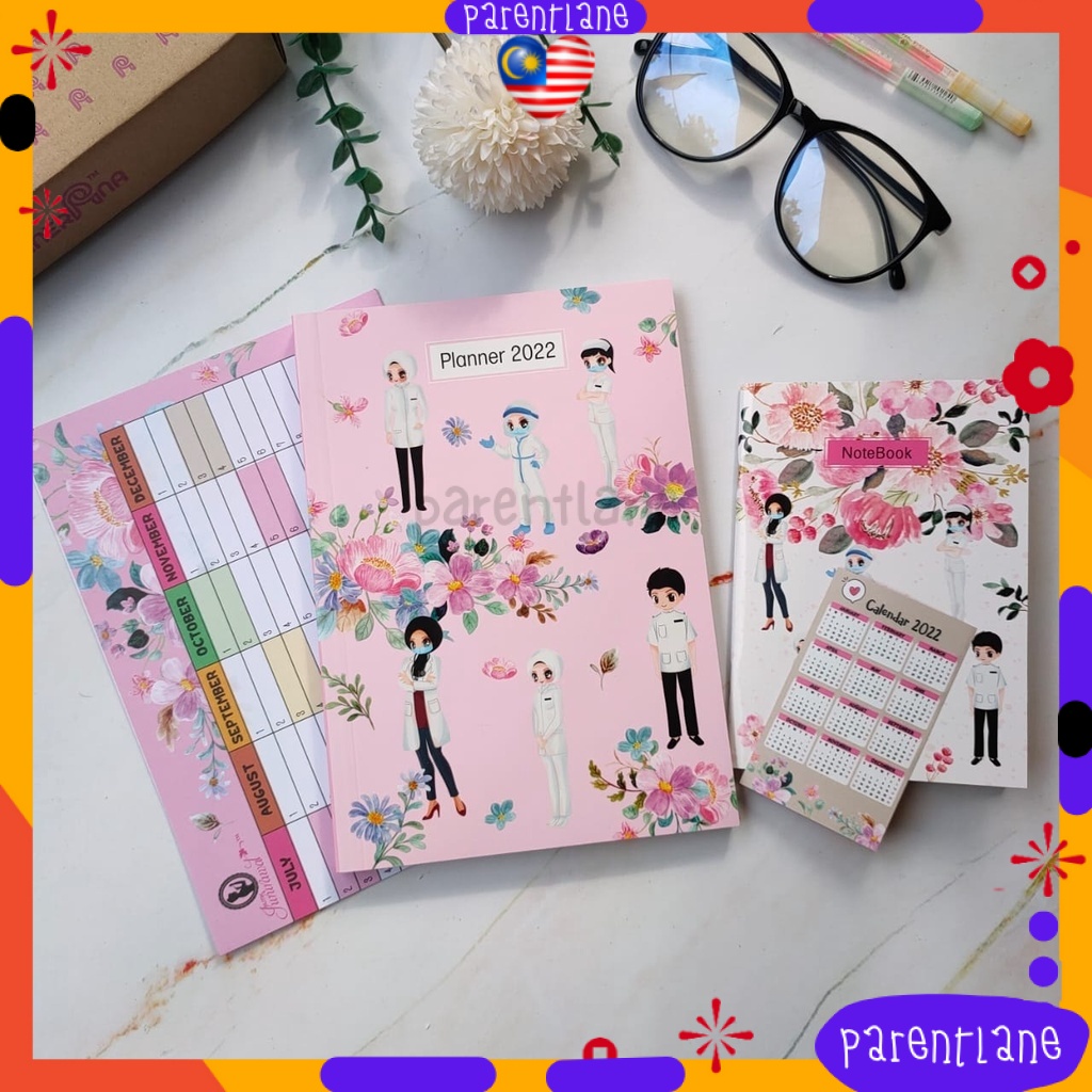 6 FREE Gifts Planner Nurse Jururawat 2022 - Dairi Kalendar Medical Team, Frontliner, Paramedik