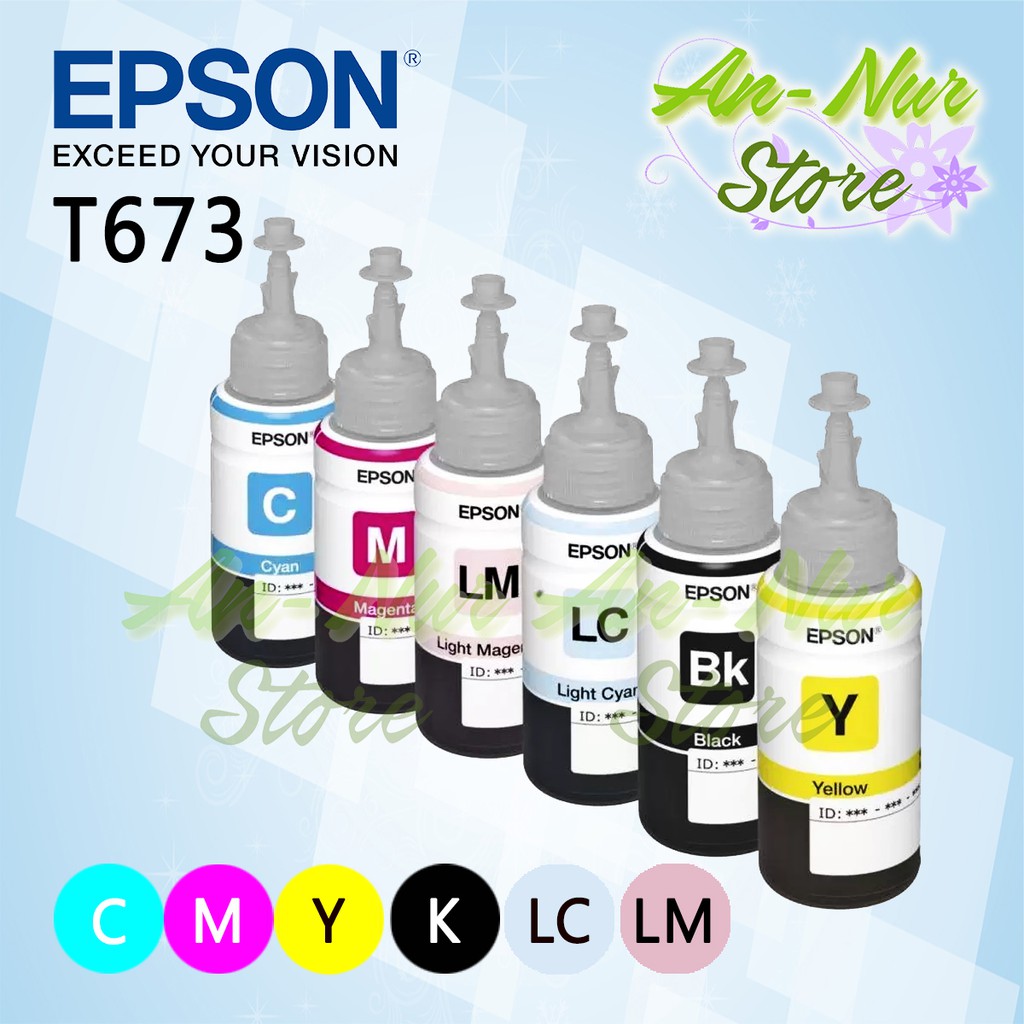 Original Epson T673 Refill Ink Bulk Set 6C For Printer L800, L805,L850 ...