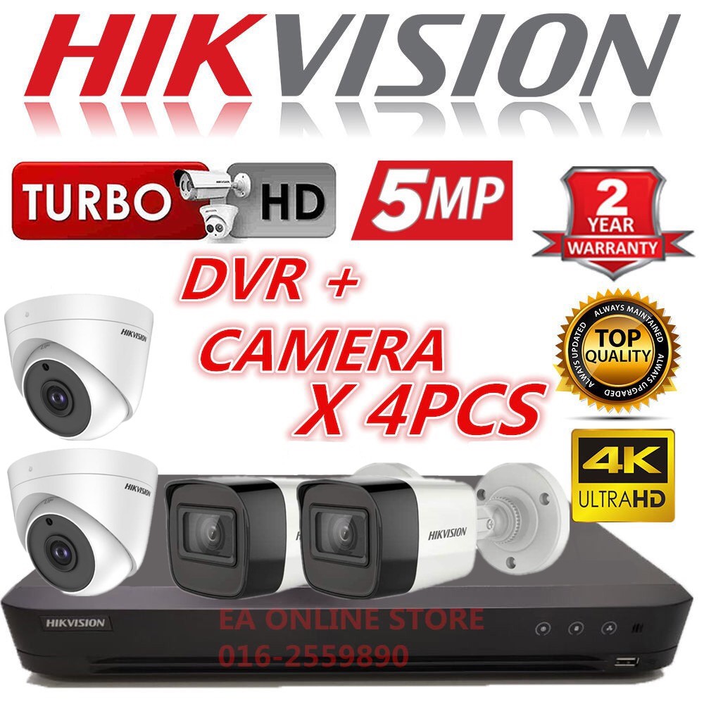 HIKVISION 5MP 4-CHANNEL CCTV Ultra HD 1920P 5.0MP 4CH DVR+Camera ...