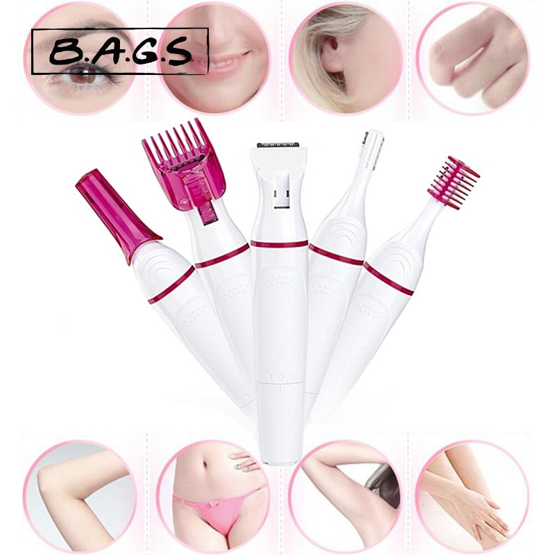 TheBags 5-In-1 Electric Trimmer for Women Eyebrow Bikini Trimmer Hair Removal Cordless Trimmer For Women