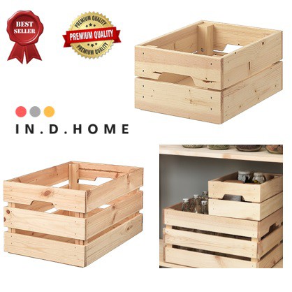 Pine Wood Timber Crate Storage Box, Wooden Box Storage Ikea