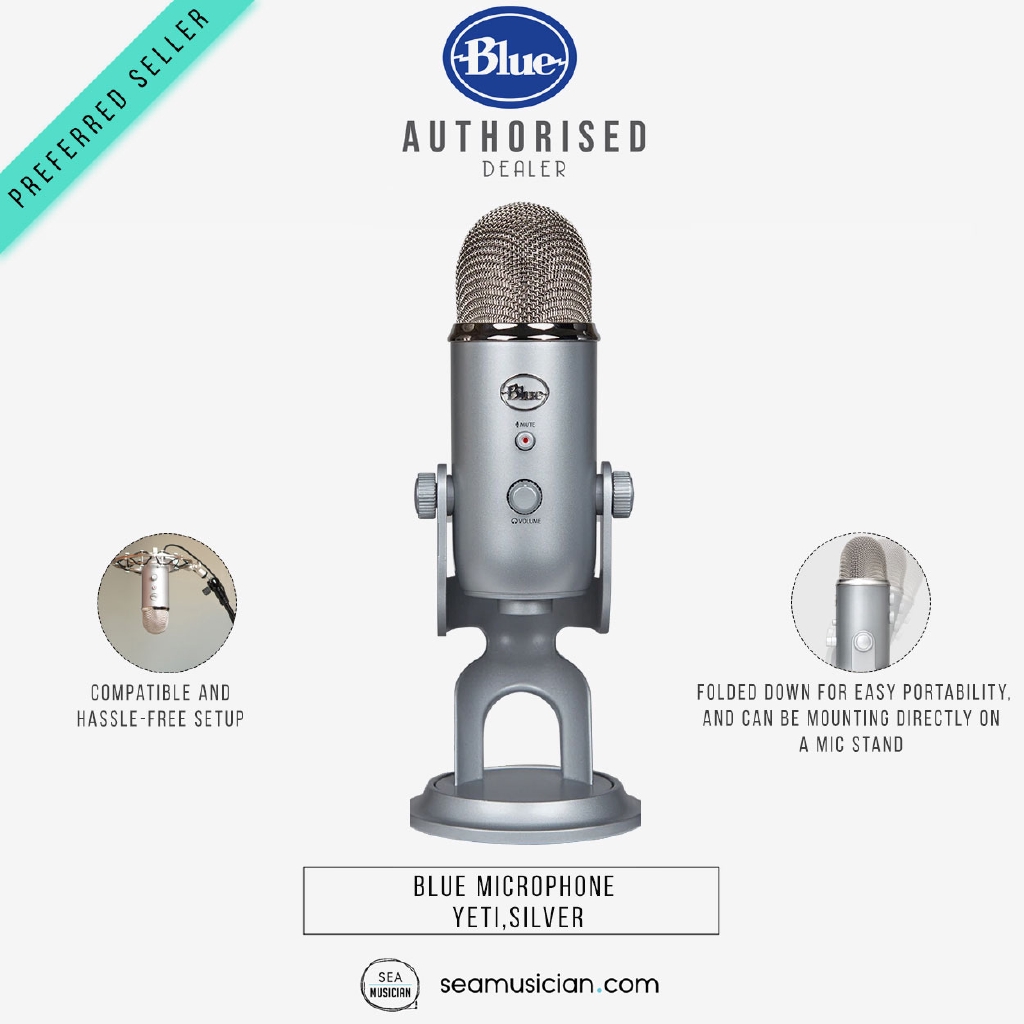 Blue Yeti Professional Studio Multi Pattern Usb Microphone Silver Recording Streaming Mic Seamusician Shopee Malaysia