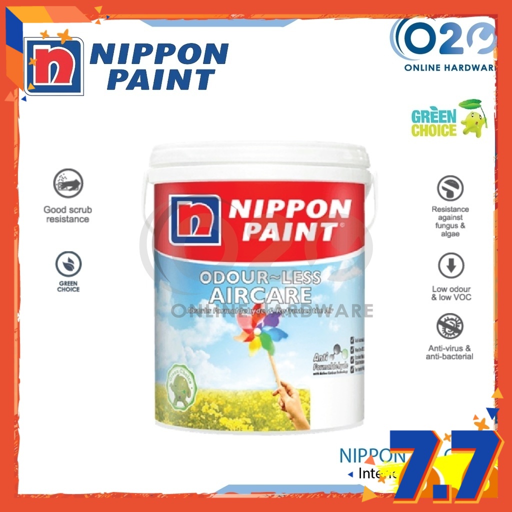 5L Nippon Paint Odourless Air Care Paint Cat Painting Cat Dinding Wall Paint Sealer Primer Cat
