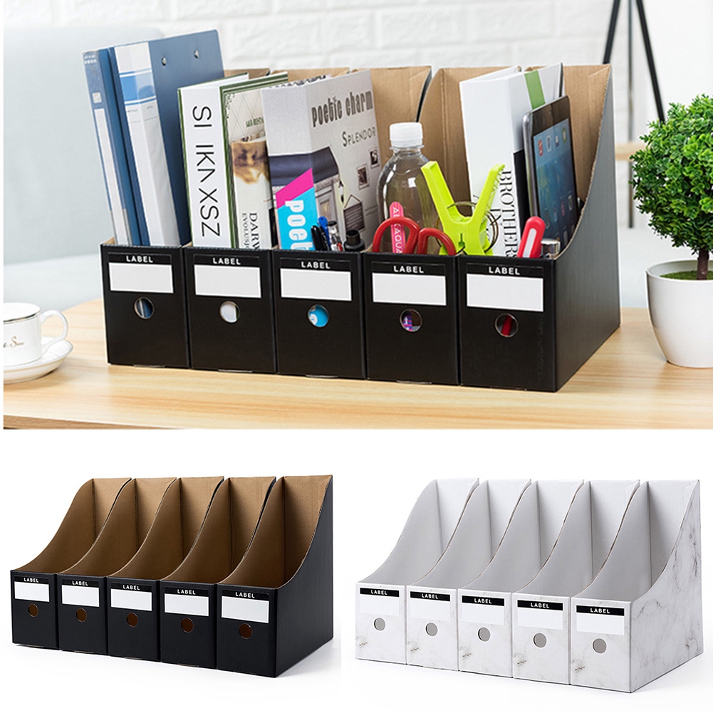 Khaki Desk Supplies File Organizer Office Organization with Label Holder for Paper Organizer Magazine Rack Folder Holder 