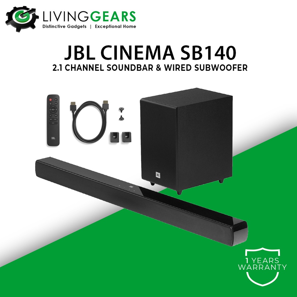 JBL CINEMA SB140/SB130 2.1 Channel Soundbar Wt. Wired Subwoofer ...