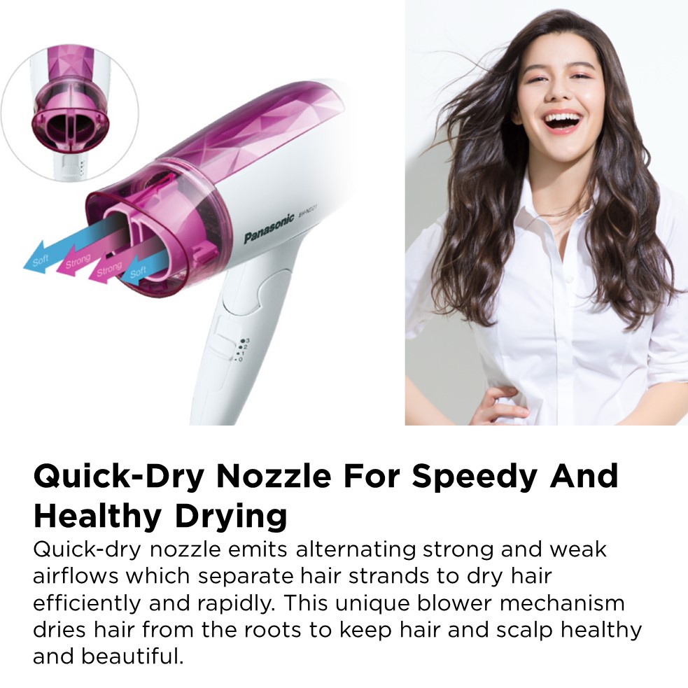 Panasonic Hair Dryer EH-ND21 Compact Quick Dry Foldable Hair Blower (1200W)  EH-ND21-P655 吹风机 风筒 | Shopee Malaysia