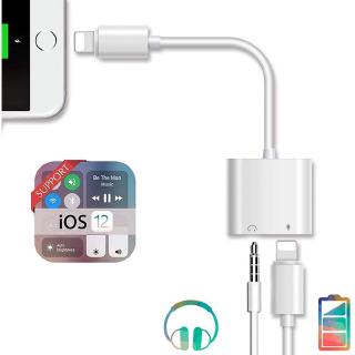 2 in 1 iPhone Adapter to 3.5mm Jack AUX Audio+Charging Adapter