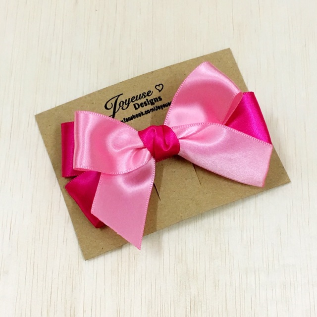 Double Layered Satin Ribbon Bow Hair Clip (Pink) Shopee Malaysia
