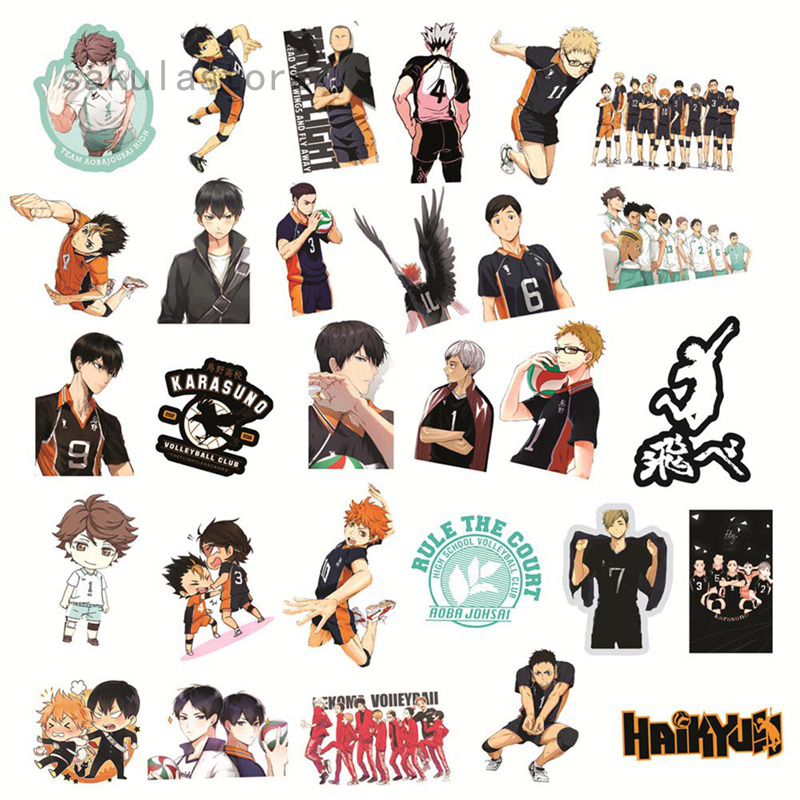 50 pcs anime haikyuu stickers waterproof vinyl stickers for laptop macbook luggage shopee malaysia