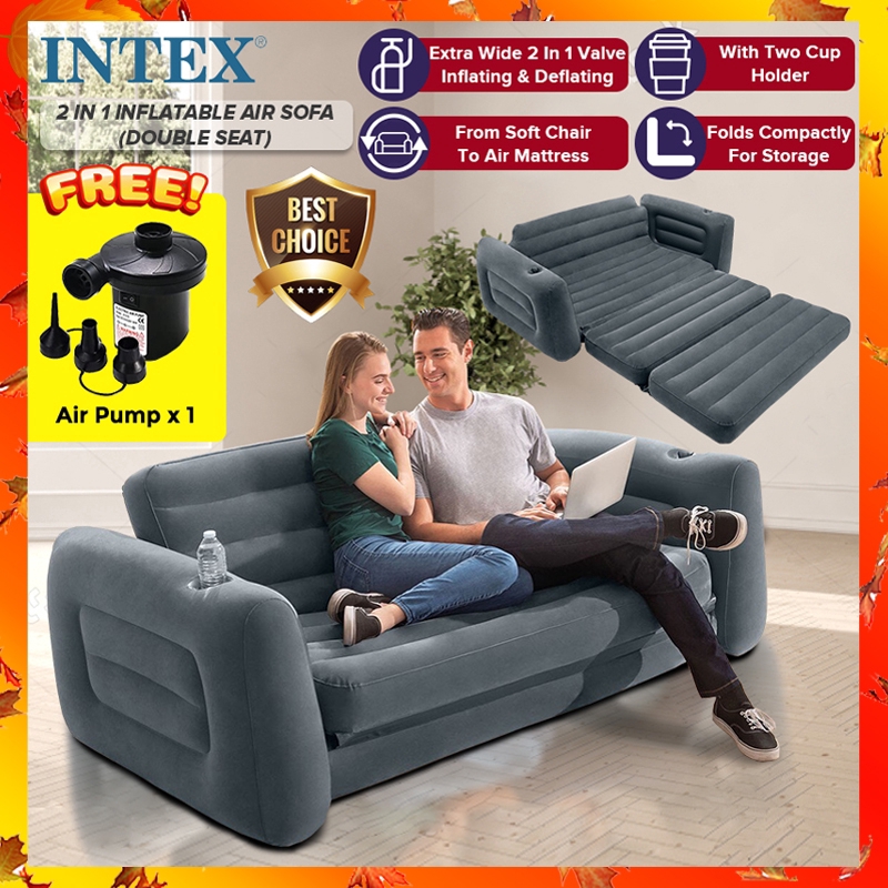 Intex Inflatable 2 In 1 Pull Out Sofa And Queen Air Mattress Baci