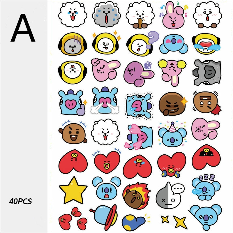 40pcs set kpop bts bt21 waterproof stickers for laptop skateboard cellphone cup mug diary decor shopee malaysia