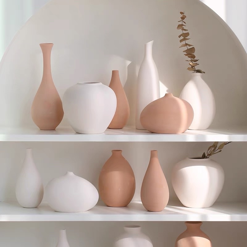 PMMM Pasu Putih / Nordic Clay Ceramic Vasses INS Style Decorative Ceramic Flower Vase Matte finishing