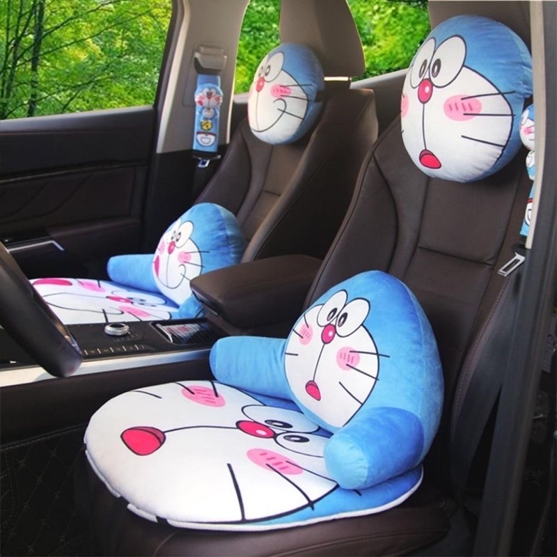 Doraemon Cartoon 14 Seat 3 Pcs Covers Color Printing Ice Silk Car Seat Cushion Car Breathable Cool Seat Cushion 