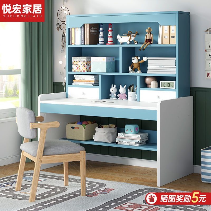 ❧❍Student Desk Bookshelf One Desk Home Primary And Secondary School Students Girl Bedroom Study Table Computer Desk And