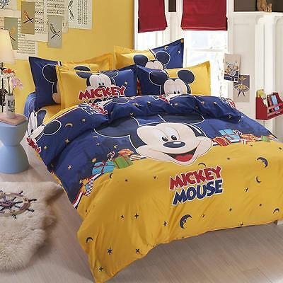 Cotton Cartoon Mickey Child Twin Full Queen Size Bed Set Duvet